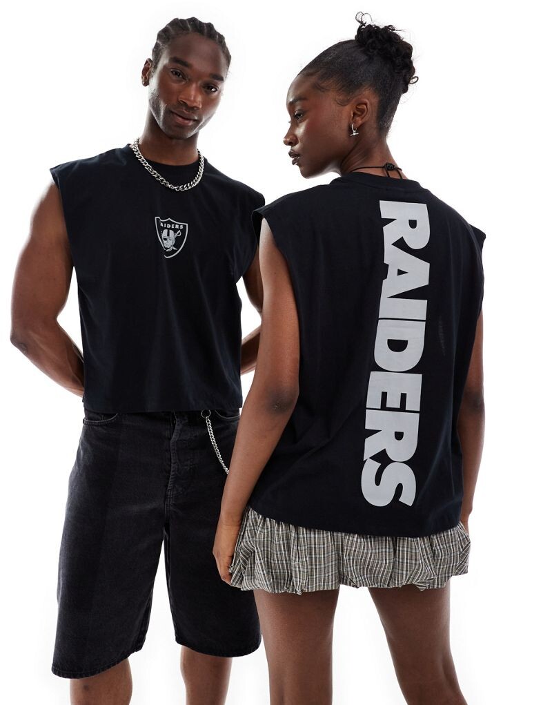 

Черный укороченный топ свободного кроя унисекс с графикой Raiders ASOS DESIGN