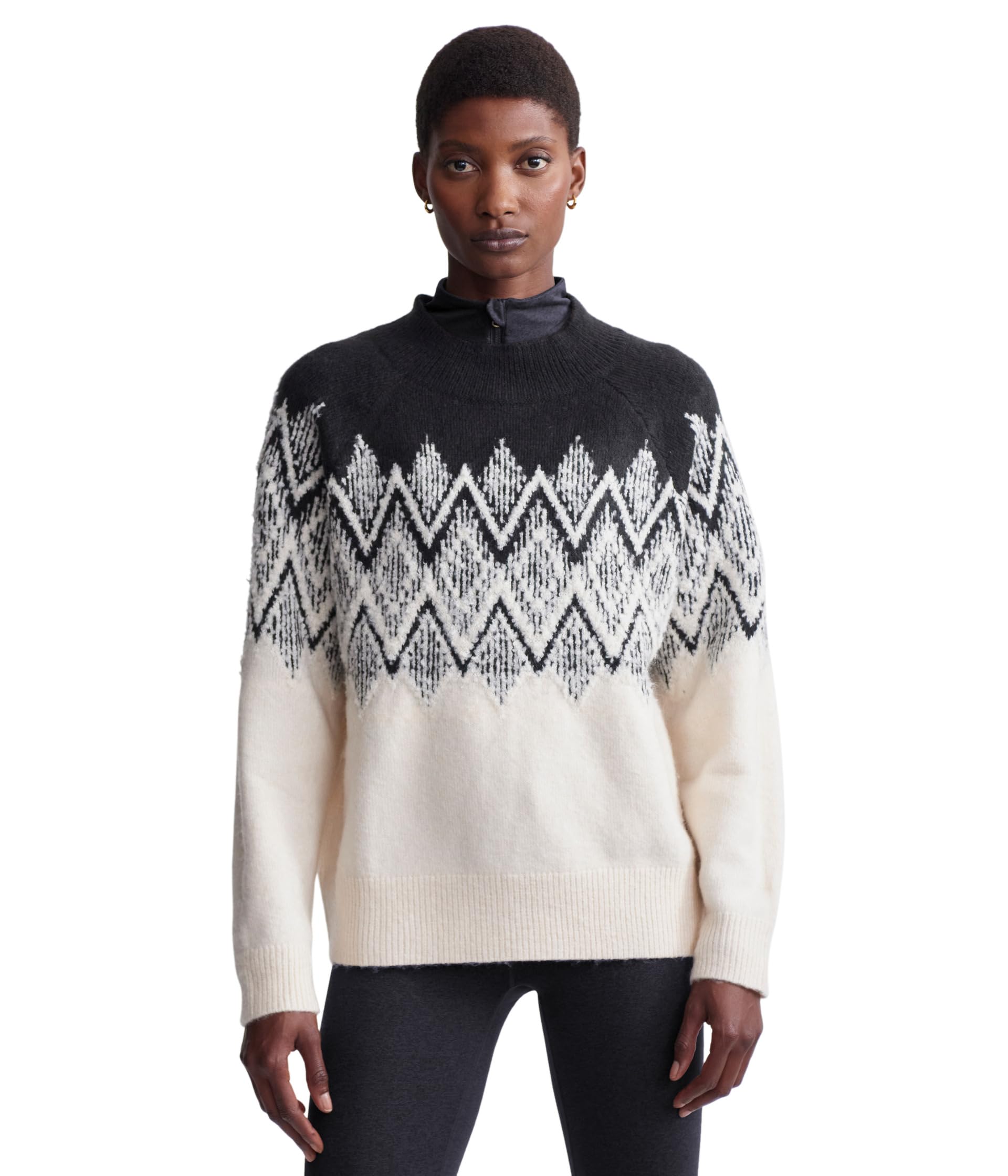 

Свитер Varley Siren Relaxed Jacquard Sweater, Whitecap Grey Black Jacquard