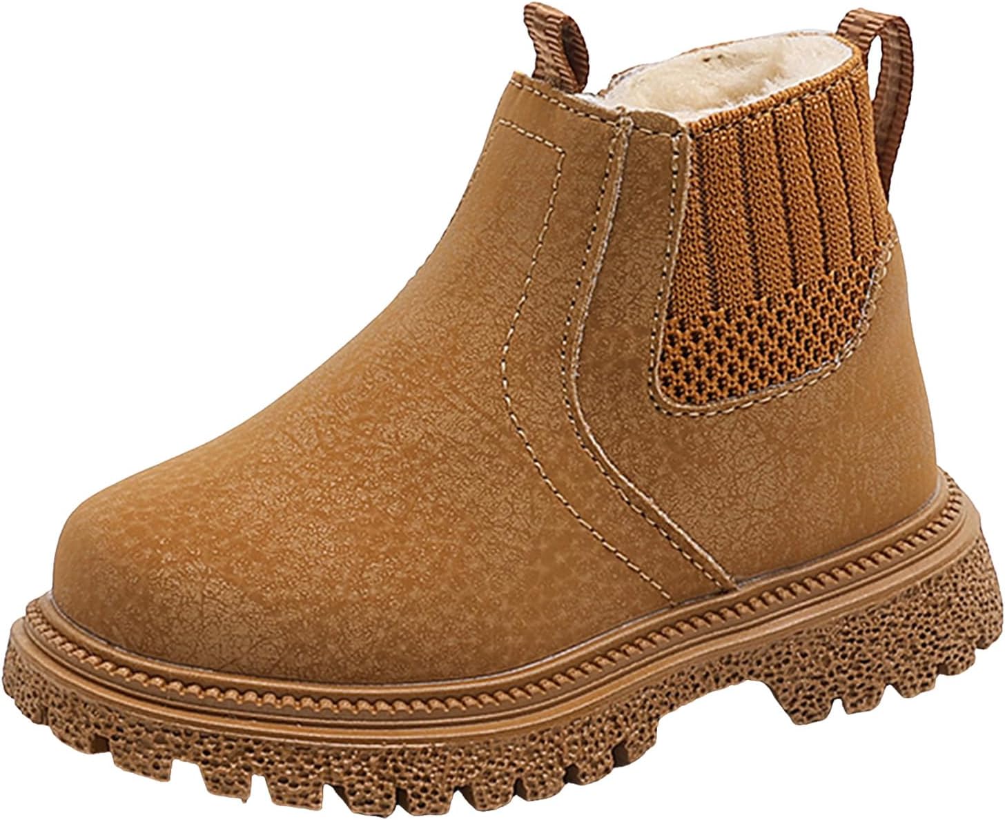 

Детские короткие сапожки для девочек с мягкой подошвой, удобные плюшевые хлопковые сапожки, теплые легкие зимние ботинки, низкий каблук, осенние ботинки до щиколотки, резиновая подошва, водонепроницаемые обувь Generic, Yellow