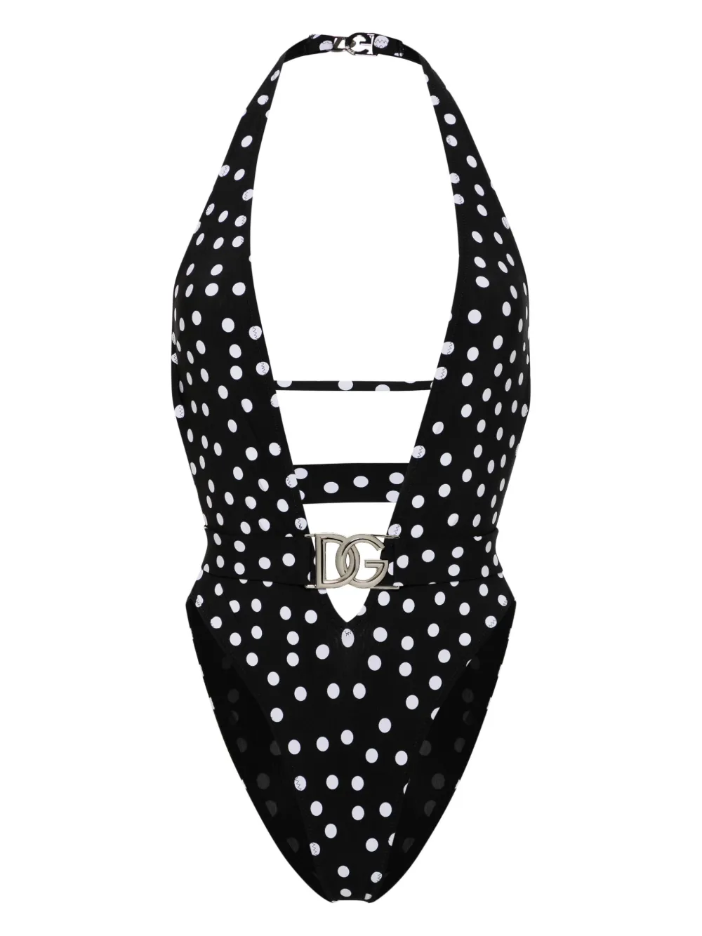 Купальник в горох с поясом DOLCE & GABBANA, черный