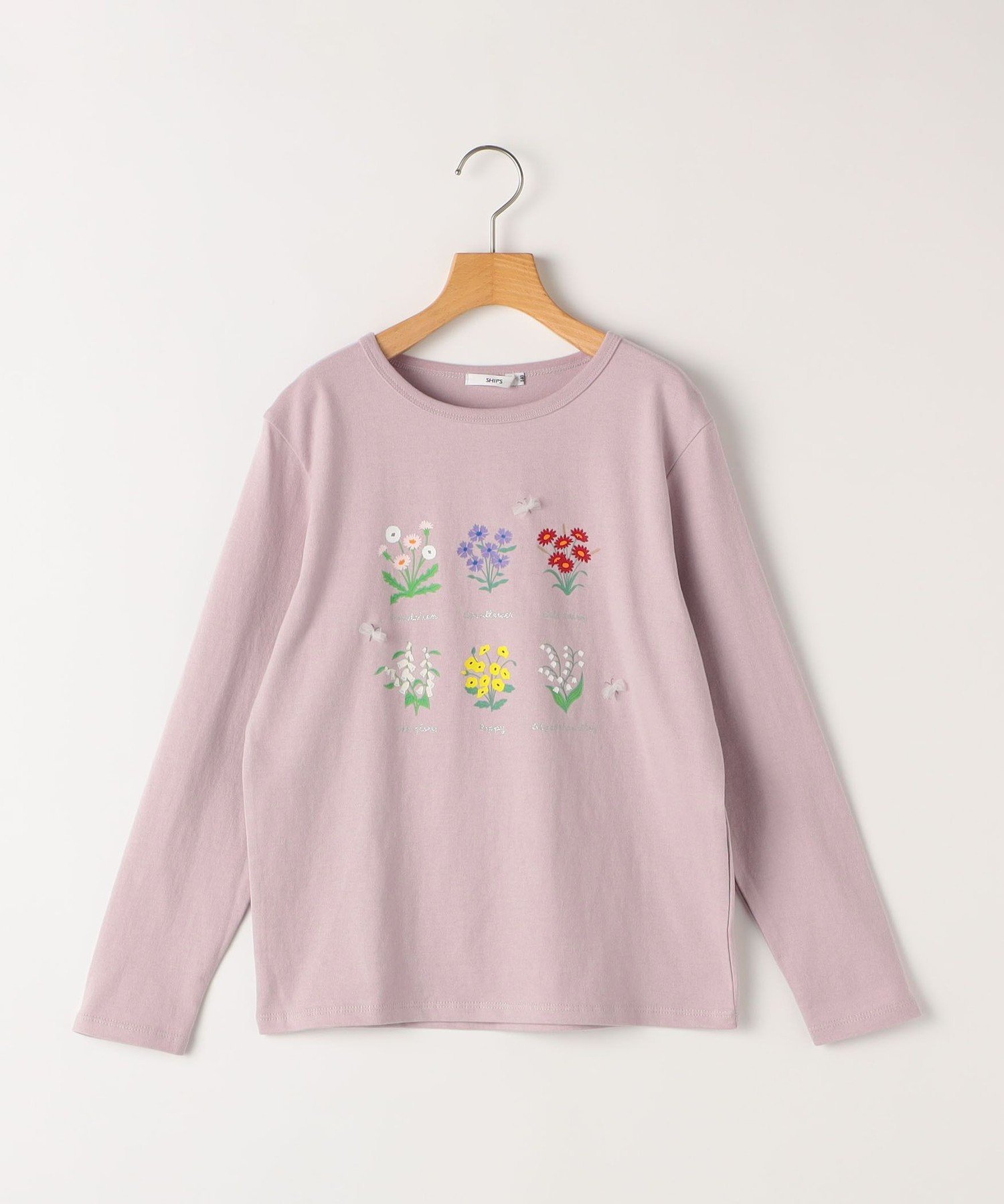 Детская футболка с длинным рукавом "Цветочная книга": 140~150 см SHIPS KIDS, Light Pink