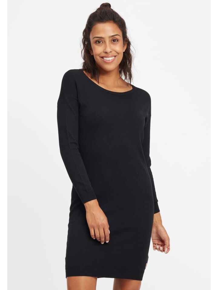 

Короткое платье Oxmo Strickkleid OXElla 21300566ME Kleid mit Rundhals-Ausschnitt, черный