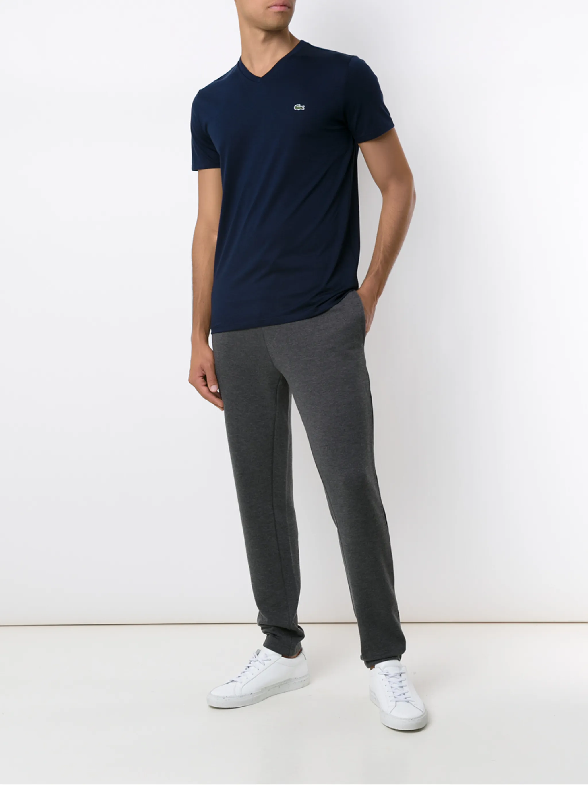 Футболка с V-образным вырезом и логотипом Lacoste, синий — фото 2