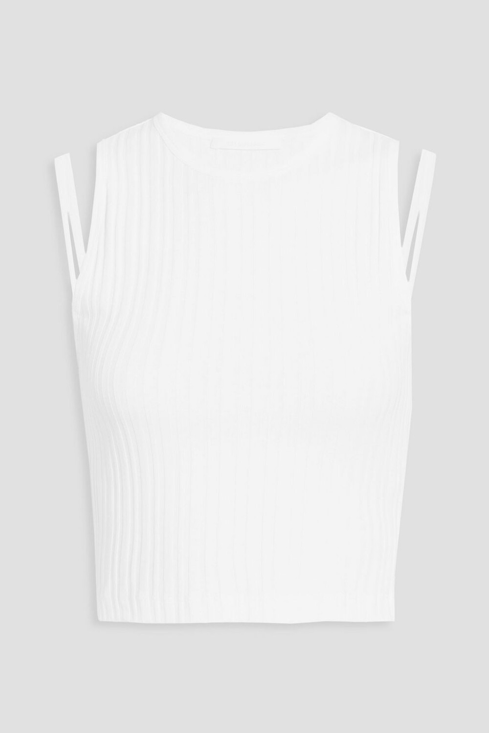 

Укороченный топ из хлопкового джерси в рубчик HELMUT LANG, белый