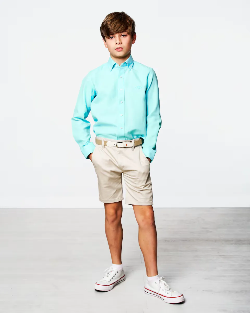 

Однотонные шорты-бермуды для мальчиков с завязками для ремня Spagnolo, бежевый