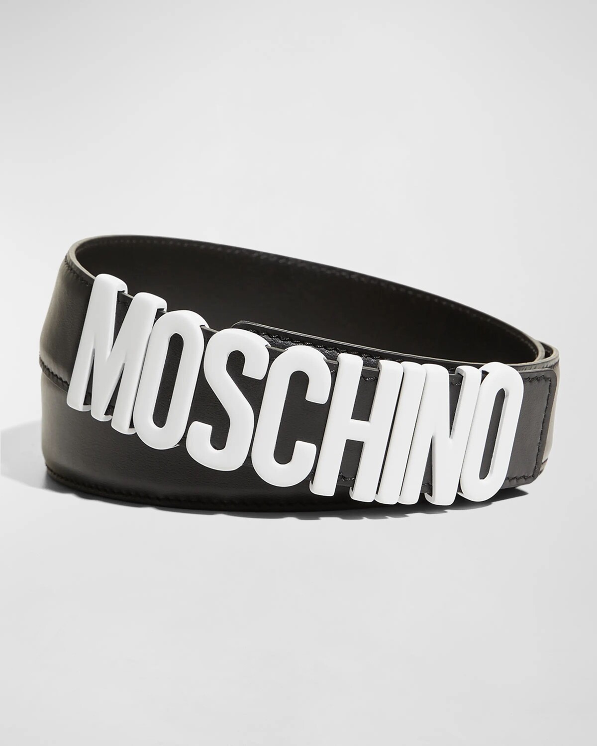 

Мужской кожаный ремень с логотипом Moschino, цвет Black Multi