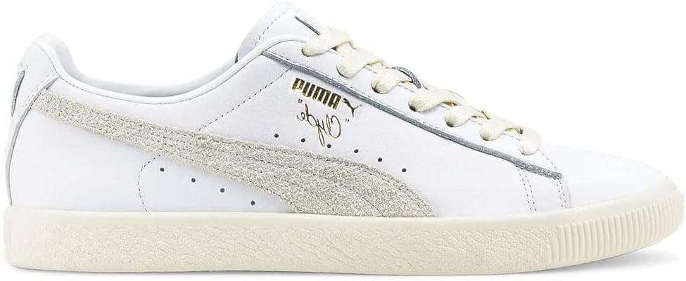 

Мужские кроссовки PUMA Clyde Base с шнуровкой, белый/слоновая кость/золотой