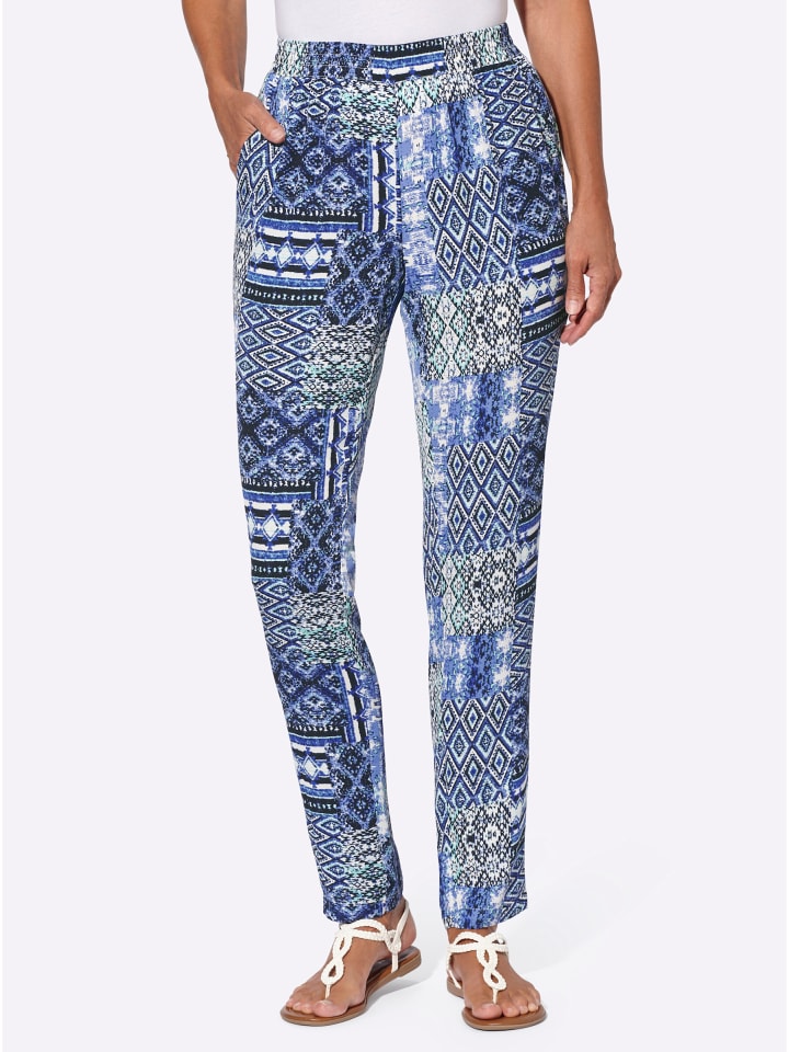 

Брюки с принтом в королевском синем и экрю цветах WITT WEIDEN