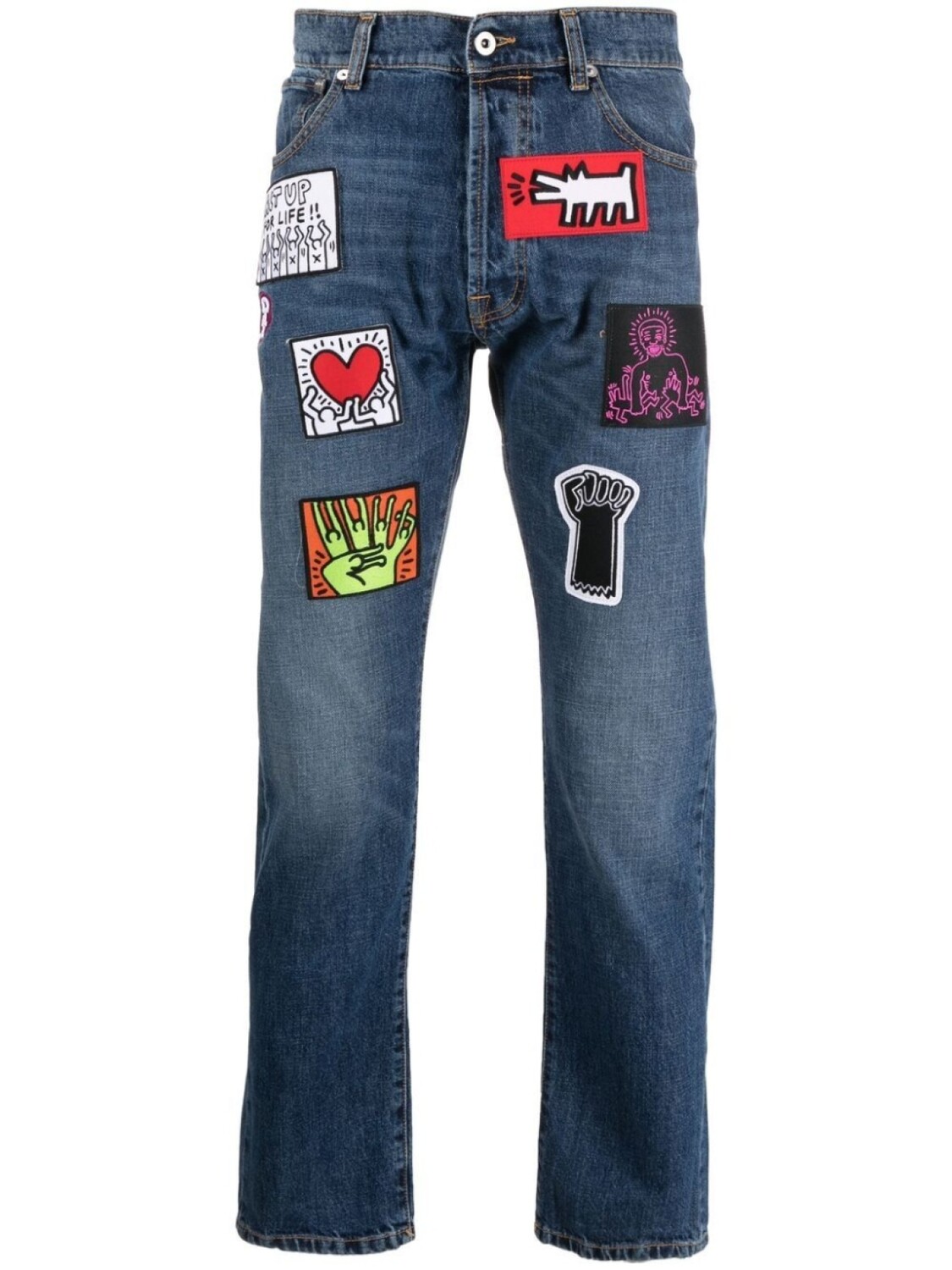 

Honey Fucking Dijon прямые джинсы из коллаборации с Keith Haring, синий