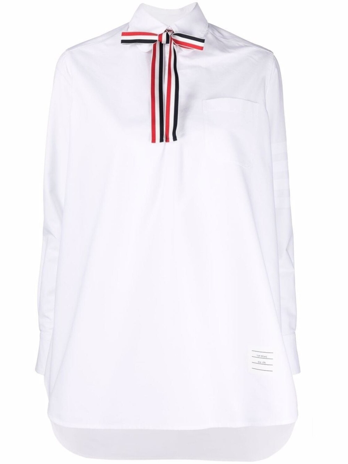 

Thom Browne рубашка с бантом в полоску RWB, белый