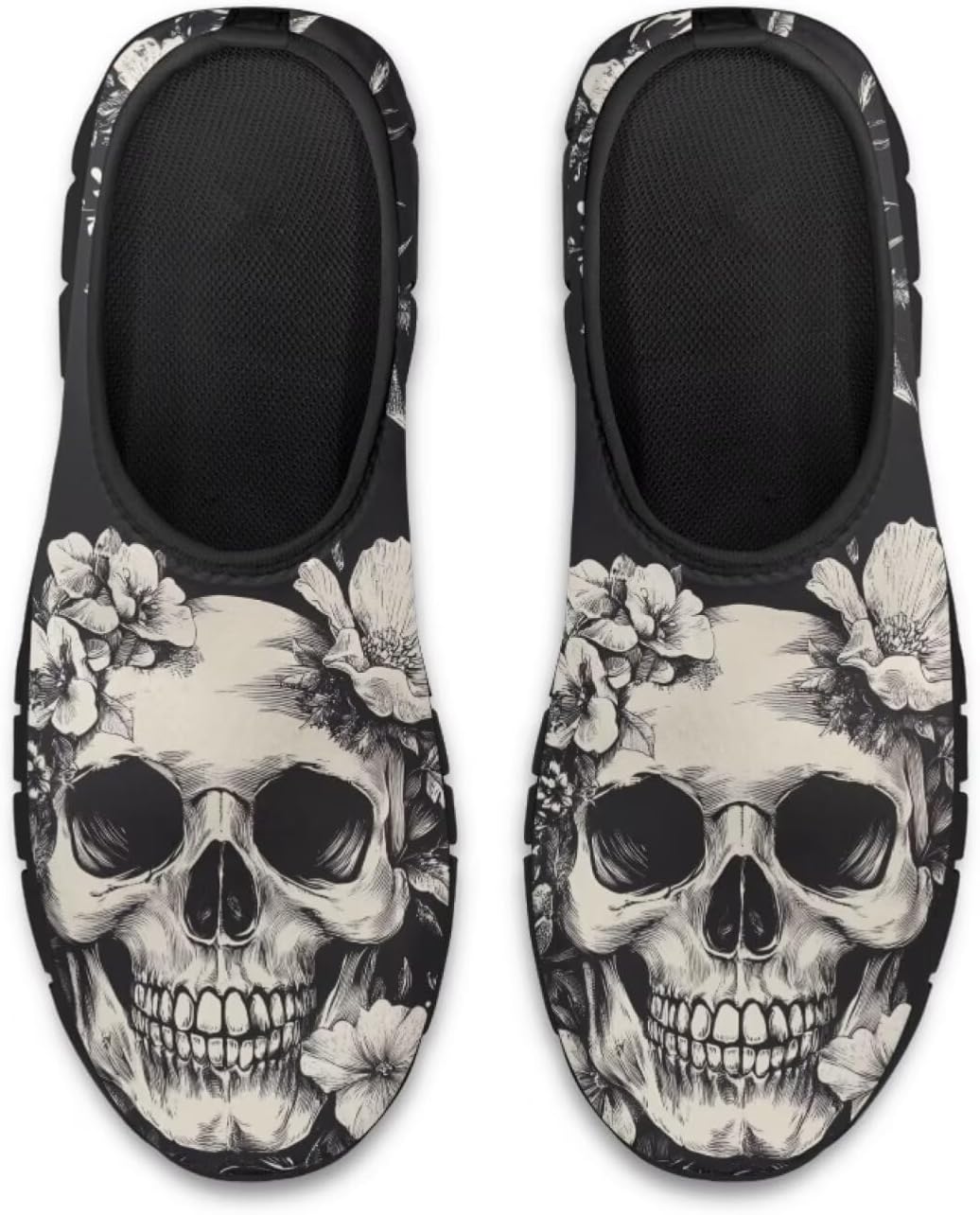 Лоферы без шнурков, унисекс Estailounic, A Skull Retro Floral — фото 2