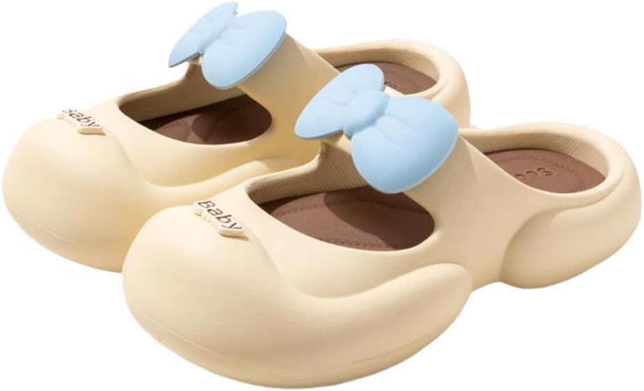 

KFVIM Милые сланцы-клоги для мужчин и женщин, сандалии для пляжа с бантом, бежевый