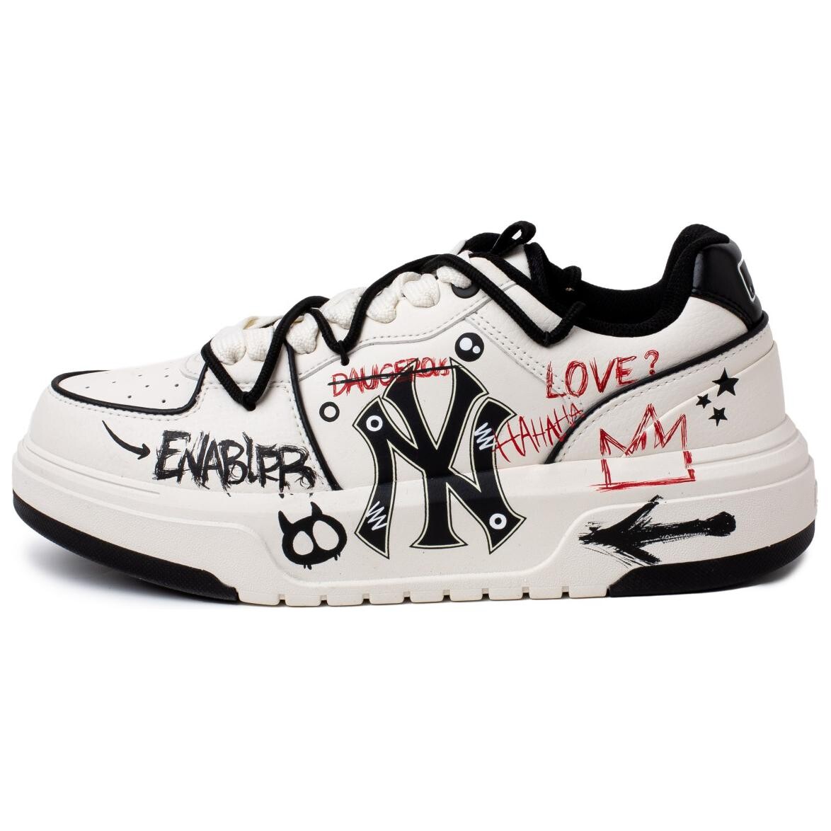 

Кроссовки MLB Chunky Liner Skateboarding Shoes Unisex Low-top White/black, белый/черный