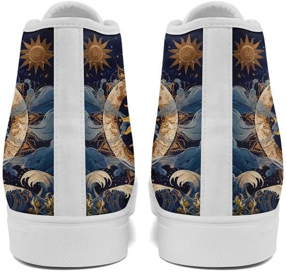 Кеды на высокой подошве Sun Moon Star из холщовой ткани для женщин и мужчин, черные и белые модные туфли, шнуровка, стильные, унисекс, для прогулок и повседневного ношения Awsole — фото 3