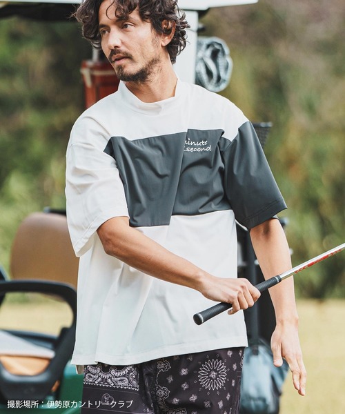 

Футболка с воротником-стойкой из рипстопа, бренд 1minute 1second, цвет белый/серый