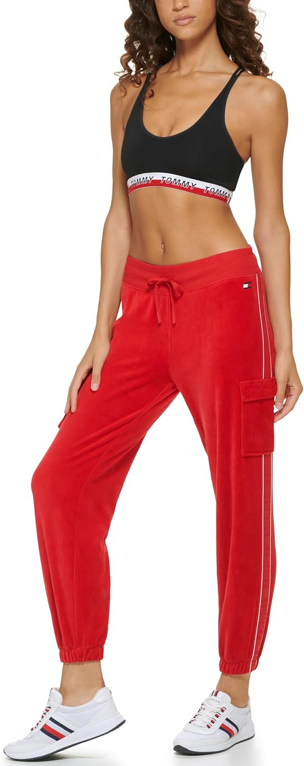 

Женские велюровые брюки-карго с завязками на поясе Tommy Hilfiger, Rich Red