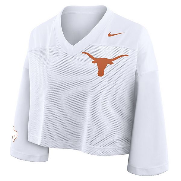 Женская белая футболка Texas Longhorns cropped mesh dri-fit Nike — фото 3