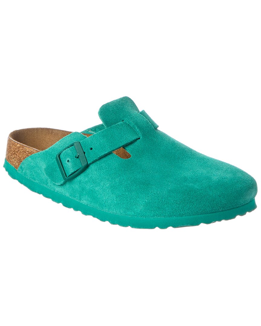 Узкие замшевые сабо Birkenstock Boston BS, зеленый