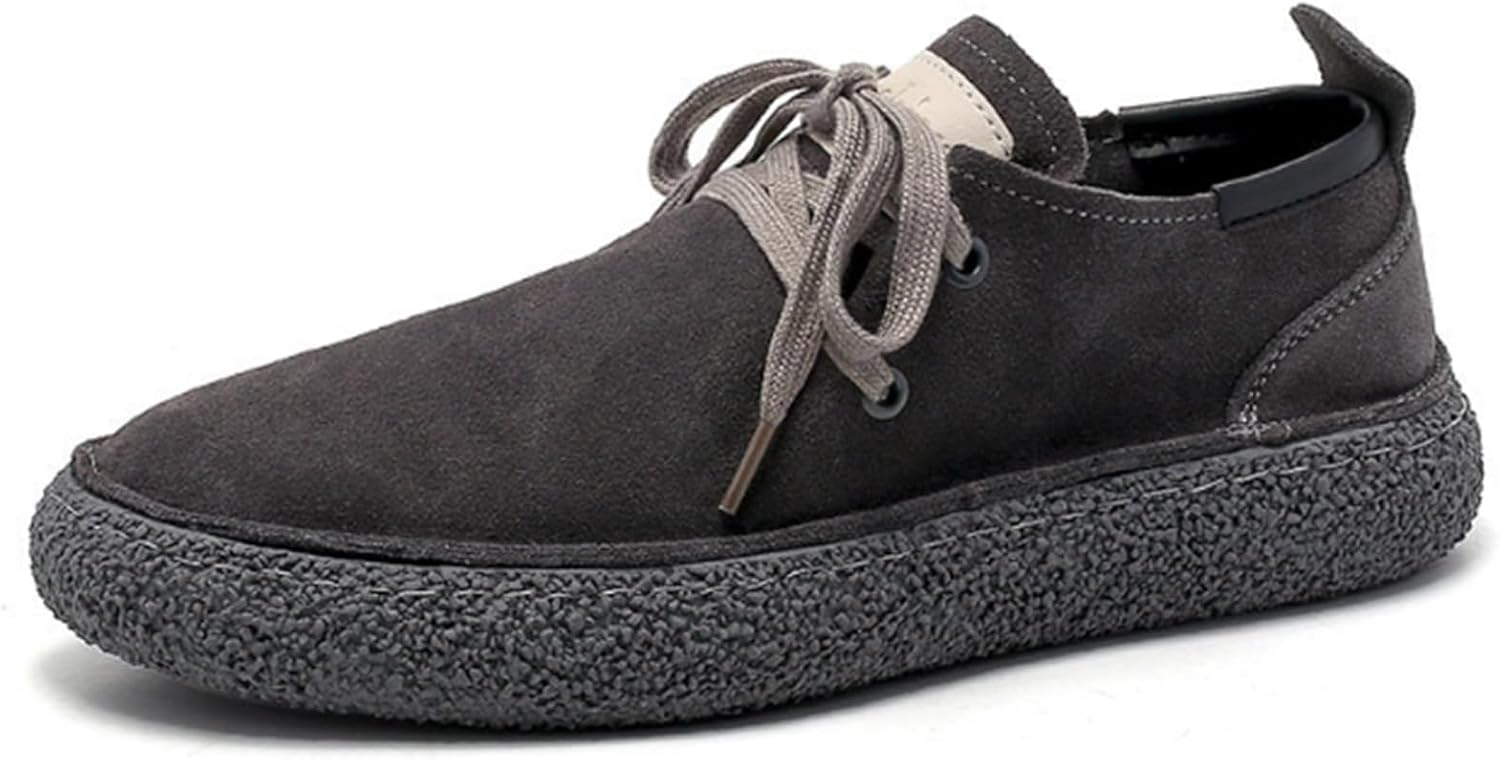 

Мужские замшевые кроссовки на шнуровке - классическая повседневная обувь с противоскользящей подошвой Xinduoyu, серый