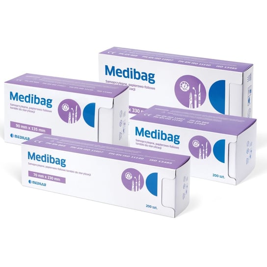 

Пакеты для стерилизации, 200 шт., 190 мм х 330 мм Medibag, MEDILAB