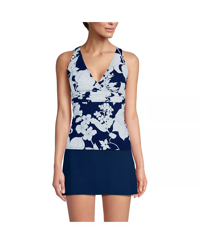 

Женский топ-танкини с V-образным вырезом и перекрещивающимися бретелями на спине Lands' End, мультиколор