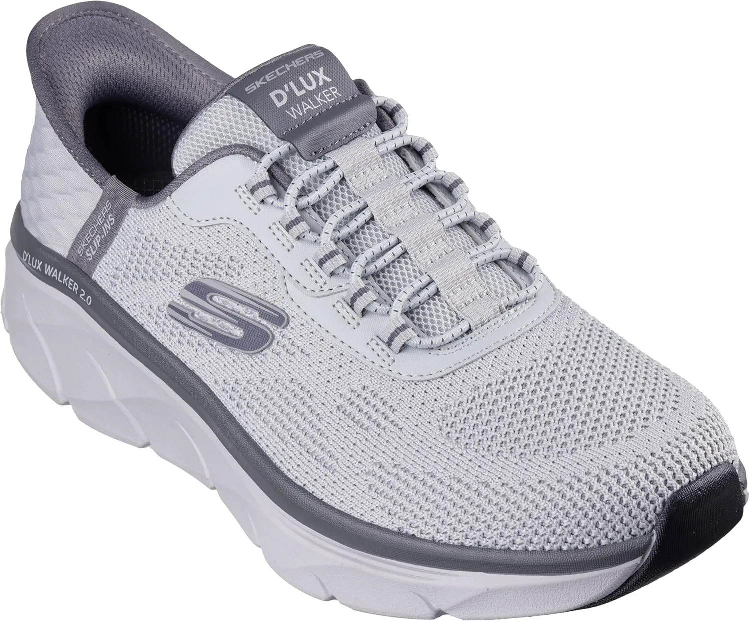 Мужские кроссовки Skechers D'Lux Walker Rezinate с легким надеванием без использования рук, серый — фото 4
