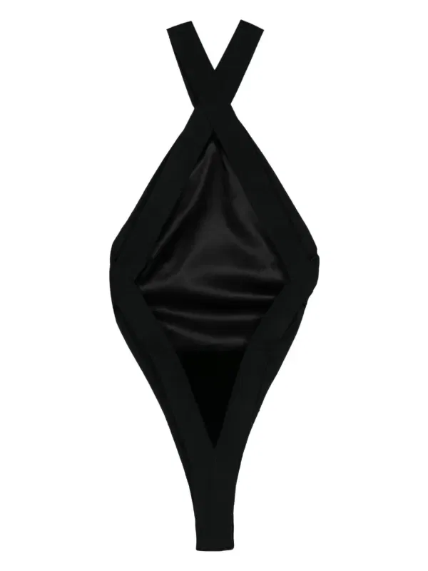Шелковый боди без рукавов Saint Laurent, черный — фото 2
