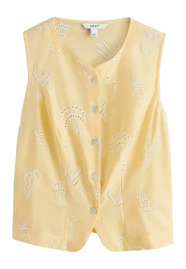 Топ Regular fit broderie button front top Next, желтый