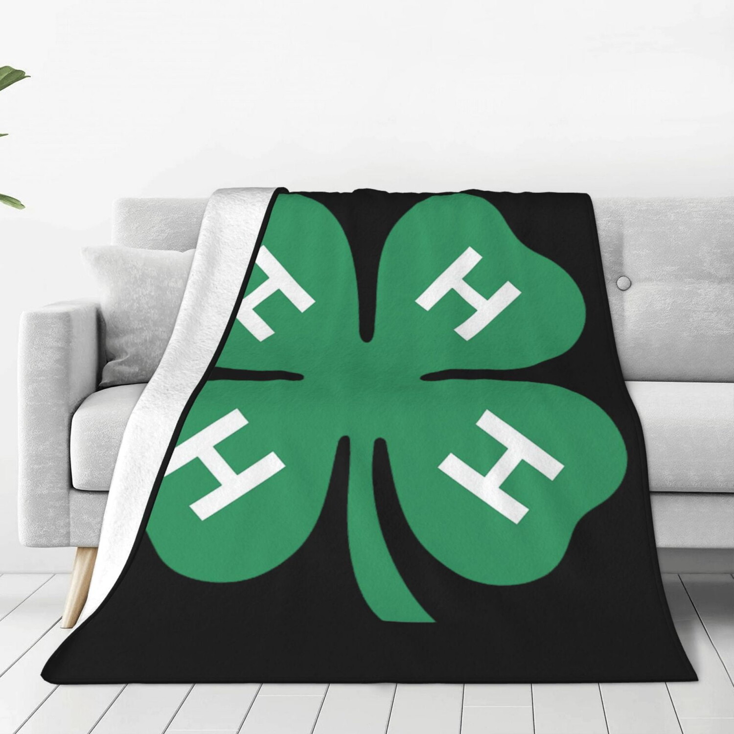

4-H клеверное одеяло для кровати, диванное флисовое одеяло, плюшевое легкое теплое уютное одеяло на все времена года, пушистый декор для улицы и дома 40 x 30 дюймов NOBRAND