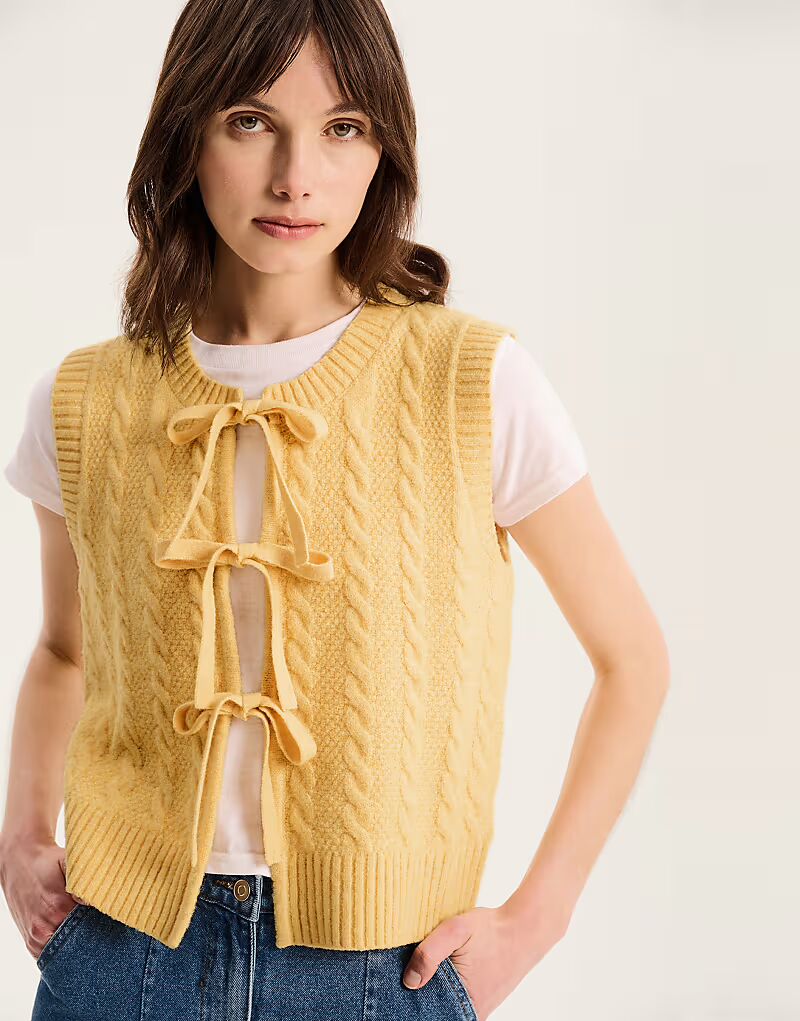 

Топ OMNES Jacob Cable Knit Tie желтого цвета