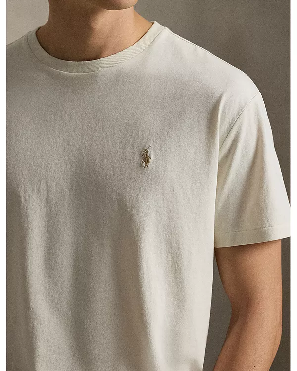 Классическая трикотажная футболка с круглым вырезом Polo Ralph Lauren, белый — фото 4
