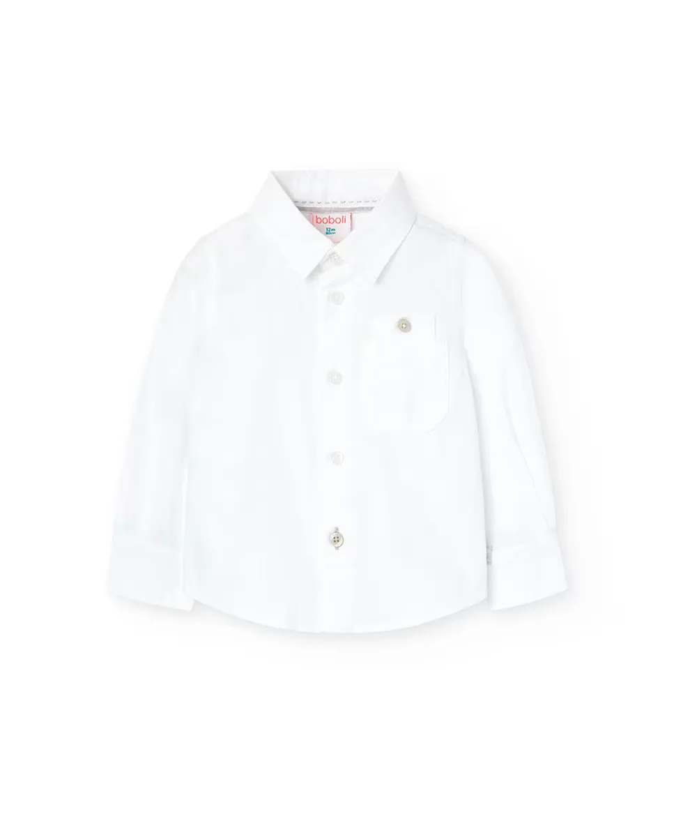

Оксфордская рубашка с длинным рукавом и карманом для маленьких мальчиков Boboli, белый