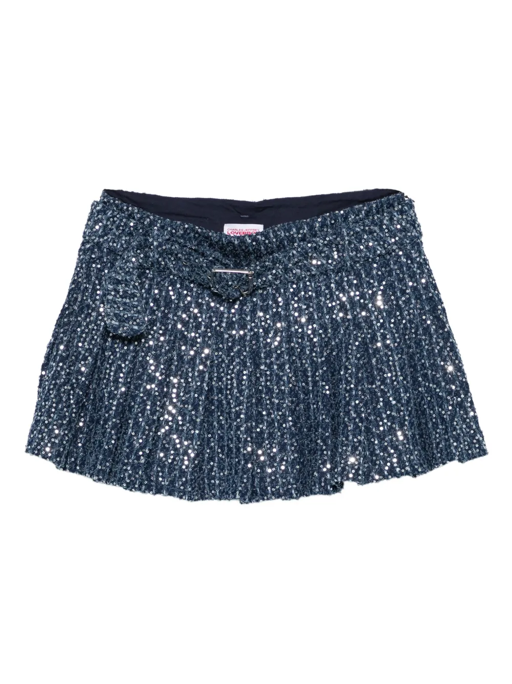 

Плиссированная мини юбка с пайетками Charles Jeffrey Loverboy, синий