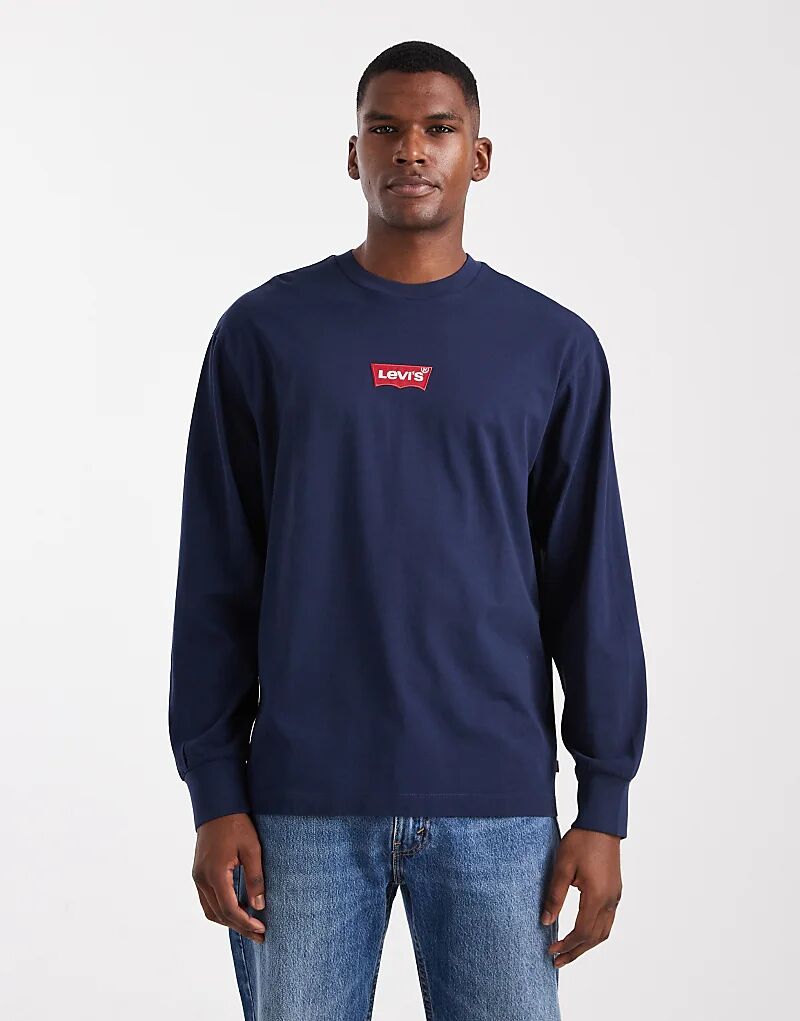 

Футболка Levi's с длинным рукавом и оригинальным принтом на спине, свободного кроя, черного цвета