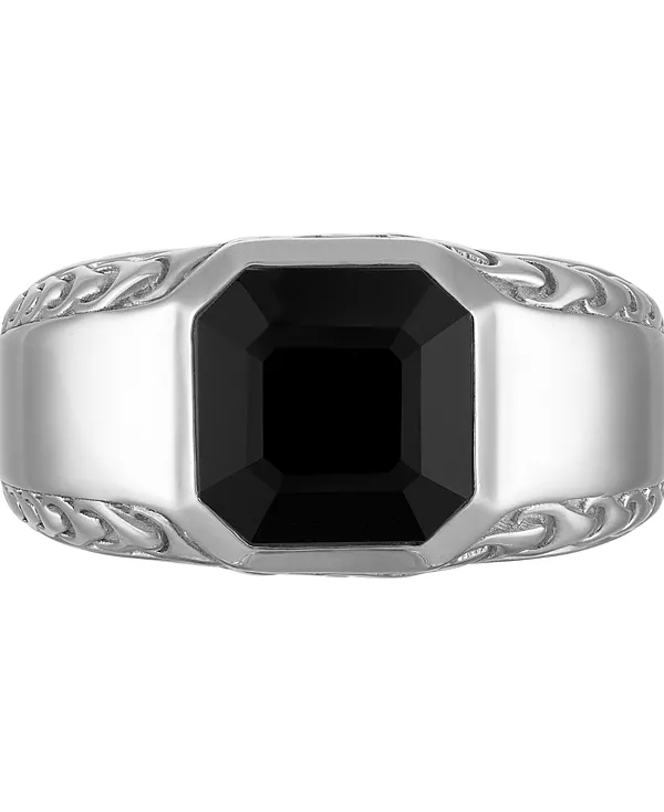 

Мужское кольцо Icon с черным ониксом и стерлинговым серебром Bulova, silver-tone