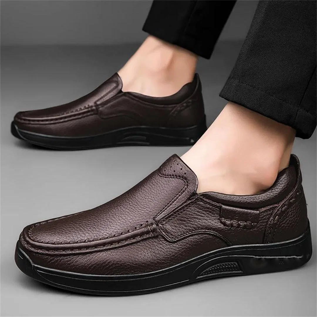 Лоферы кожаные Men's Genuine Leather Loafers Black — фото 2