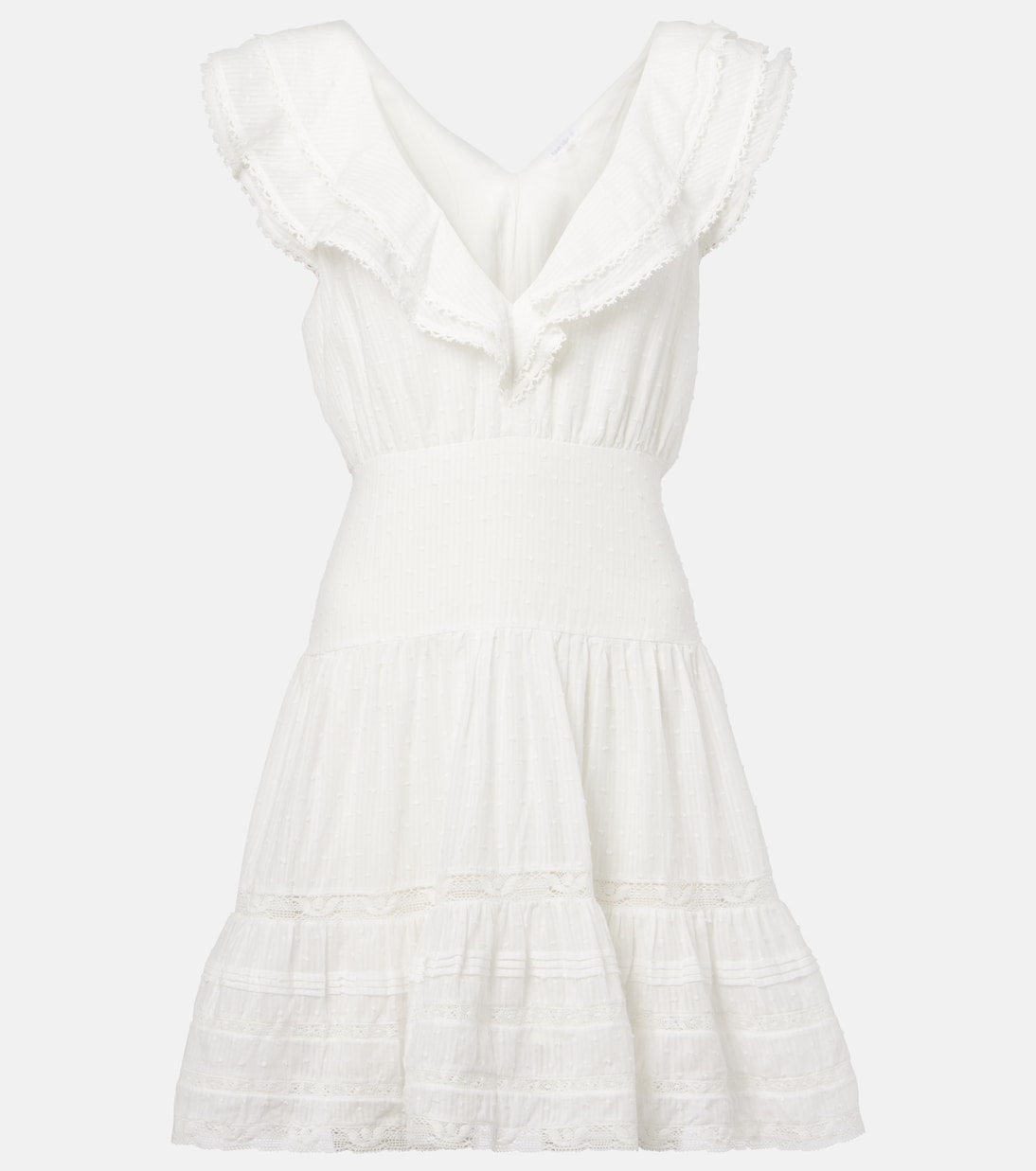 

Мини-платье из хлопка в полоску Della Poupette St Barth, Natural White Plain