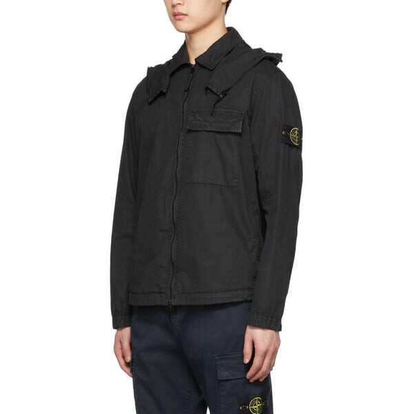 Куртка cotton 1 pocket hooded overshirt 'black' Stone Island, черный — фото 3