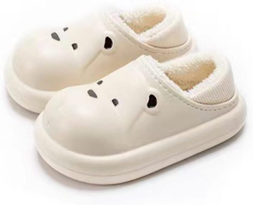 

Женские и мужские хлопковые тапочки для дома и улицы, милые тапочки с мультяшным медвежонком, толстая подошва, теплые хлопковые тапочки, подарок для улицы Uewidiod, слоновая кость