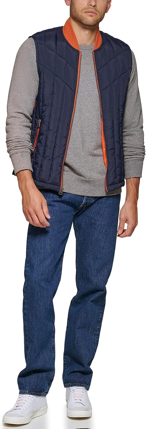 Мужской стеганый жилет Levi's с контрастной отделкой, Navy — фото 3