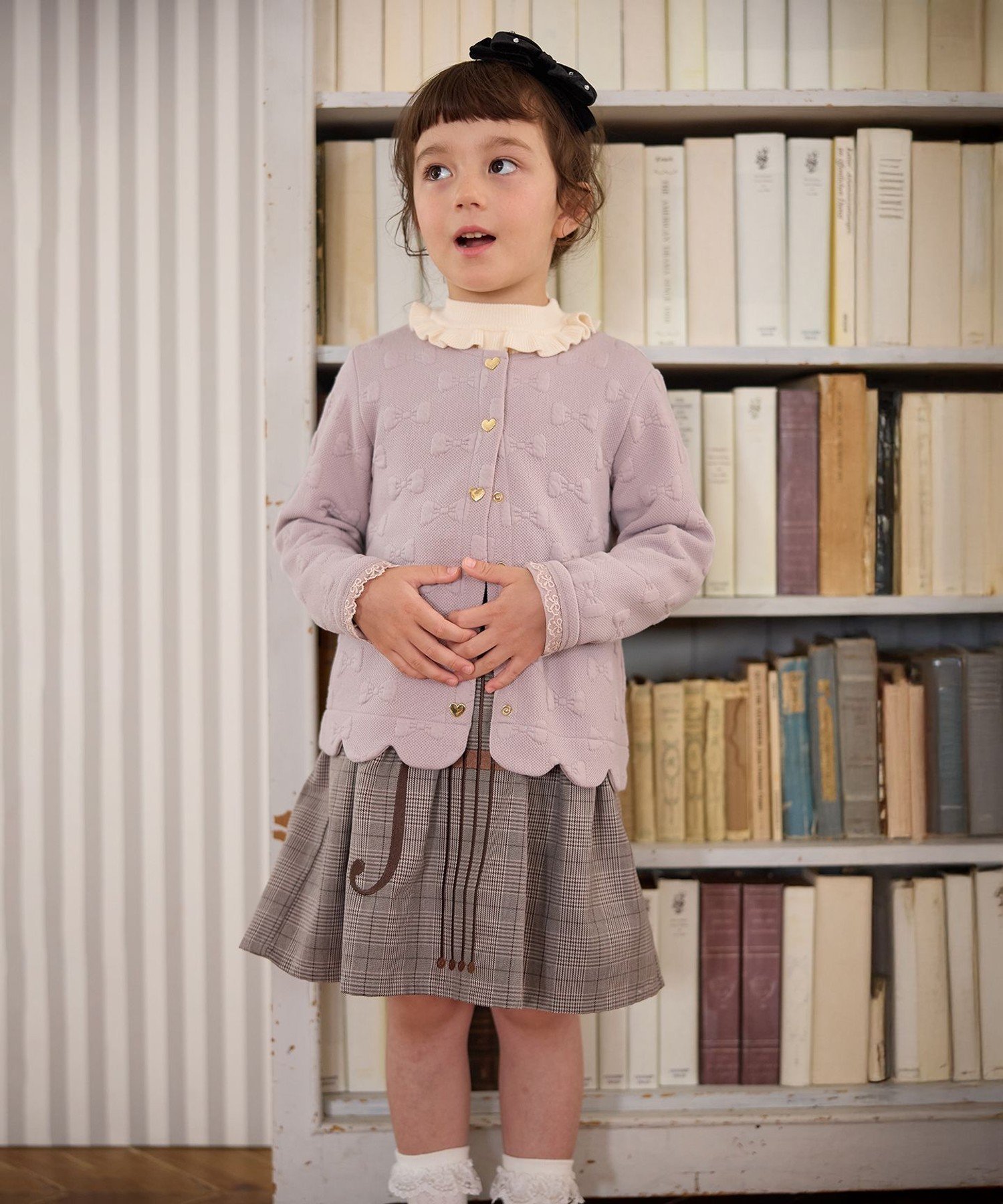 Кардиган с жаккардовой отделкой и лентами ANY KIDS, Beige [033] — фото 3