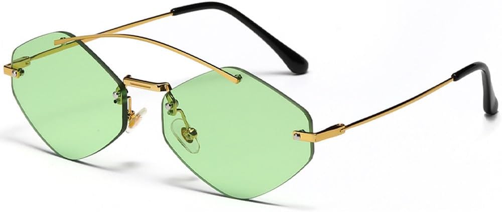 

Модные солнцезащитные очки без оправы для мужчин и женщин, стильные солнцезащитные очки из сплава металла, подарки для вечеринок, защита от ультрафиолета UV400, SUN4521 Generic, Gold Green