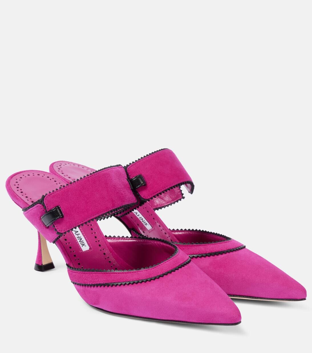 Замшевые мюли Brontiamusa 70 Manolo Blahnik, цвет 6533 dpnk/0015 blck