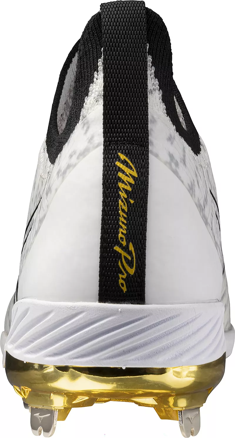 Мужские профессиональные металлические бейсбольные бутсы Mizuno, белый/золотой — фото 4