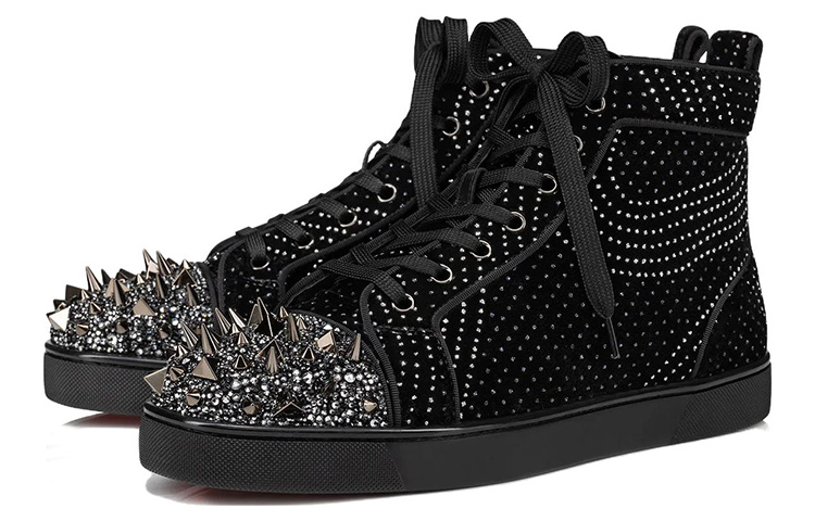 CL LUBOTING Lou Pik Pik Strass Высокие кеды для скейтбординга мужские черные Christian Louboutin — фото 2