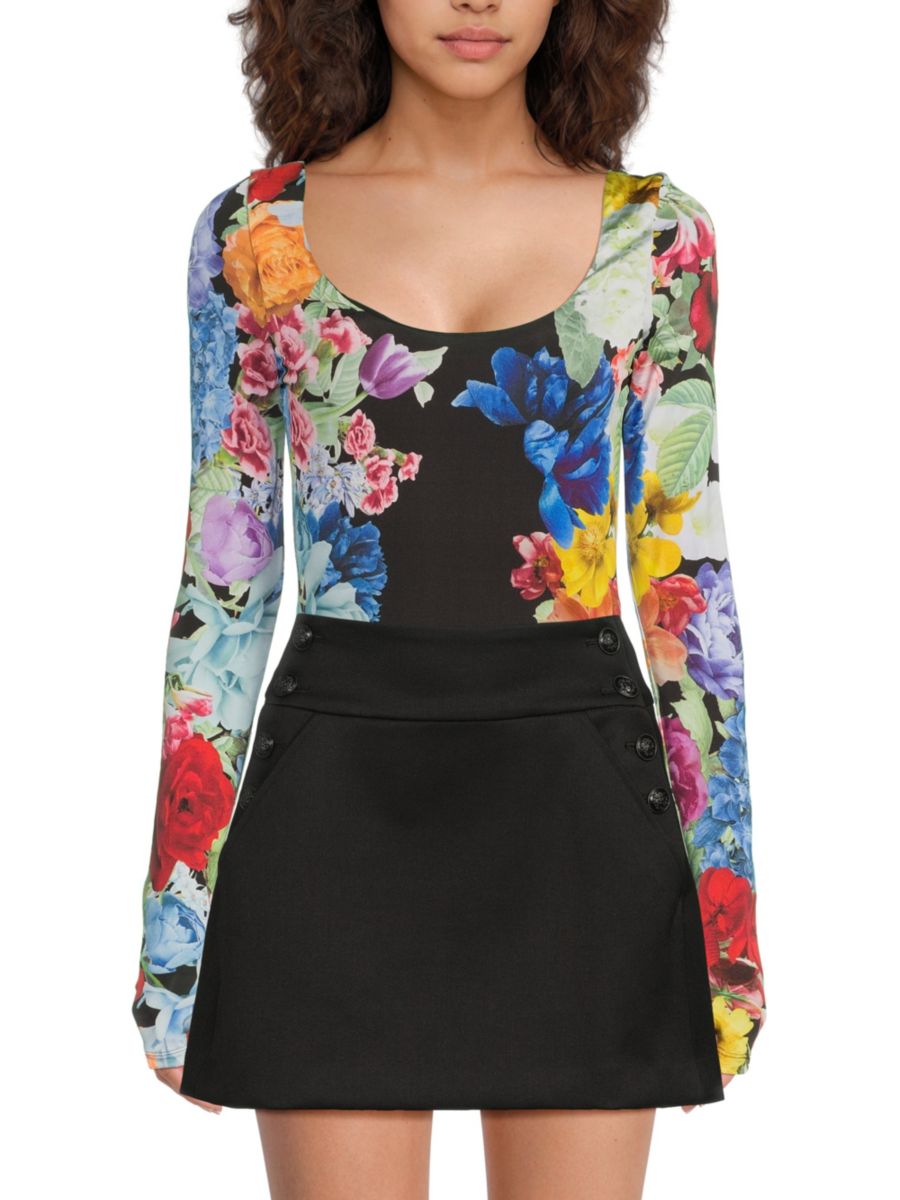 

Боди Rhys Floral Alice + Olivia, цвет Black Floral