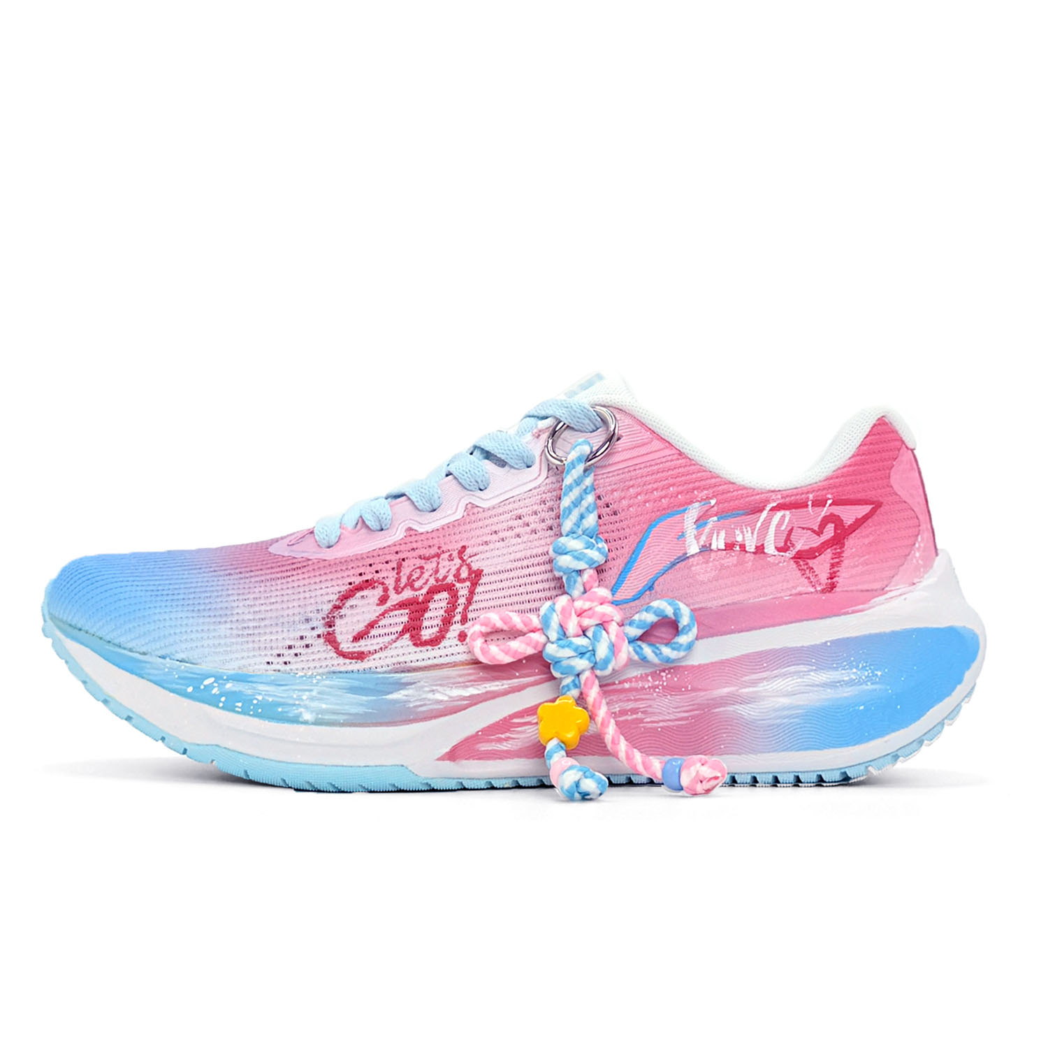 

LINING Лининг Уюэ 2.0 устойчивые к истиранию амортизирующие низкие повседневные беговые кроссовки унисекс розово-голубые, цвет Pink Blue