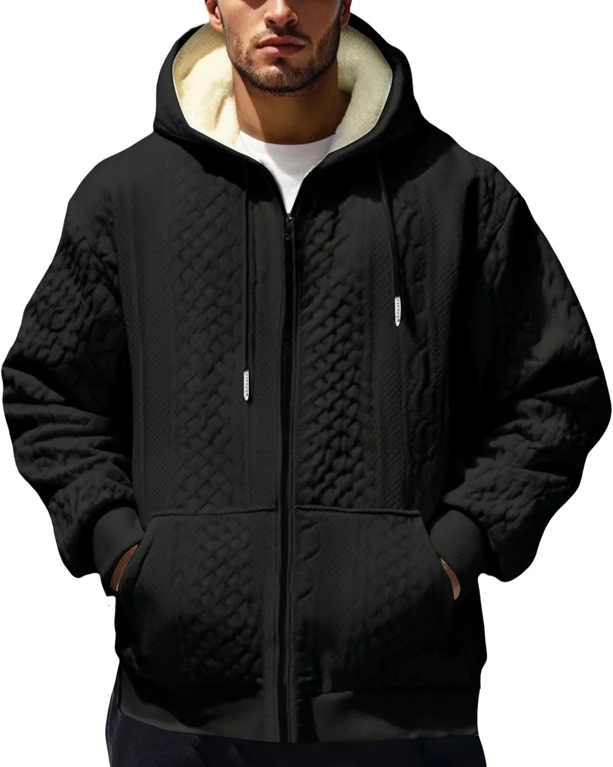 

Мужская толстовка с молнией Sherpa Lined Heavyweight Waffle Knit Fleece