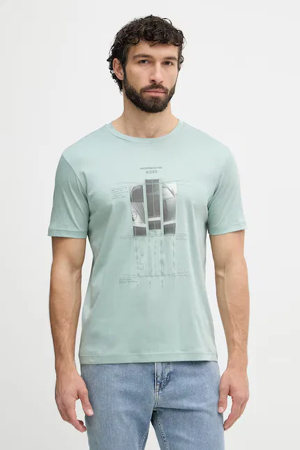 Футболка BOSS X PORSCHE зеленая, BOSS Green