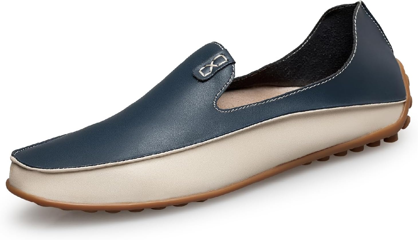 

Мужские кожаные пенни-лоферы с круглым носком, повседневные, дышащие, легкие, мягкие, на плоской подошве, слипоны-мокасины для ежедневного вождения и прогулок Loveheynew, синий